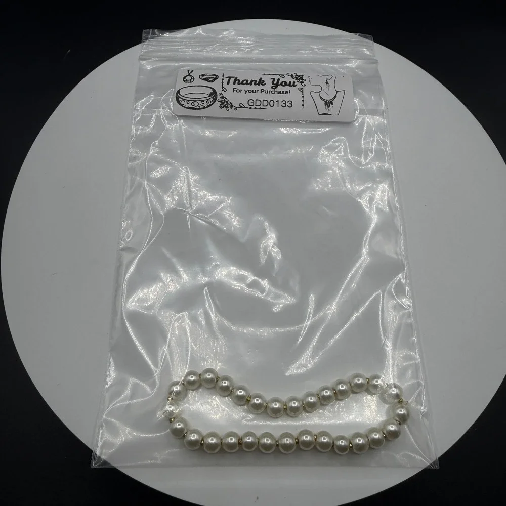 Faux Pearl Gold Tone Spacer Bead Stretch Bracelet Cream Classic Bridal Jewelry